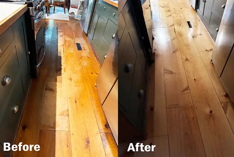 Customer Floor Hardwood Refinish Before and After